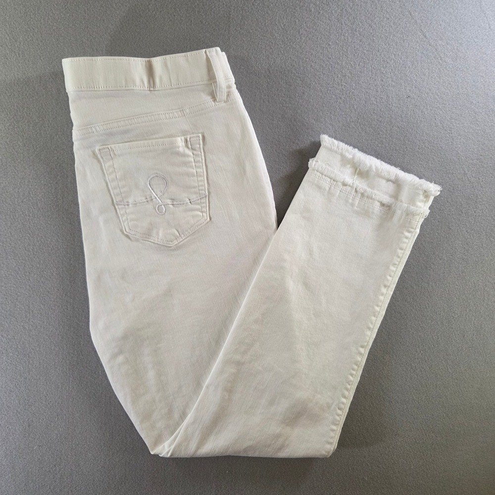 Lilly Pulitzer White Frayed Hem Stretch Denim Jeans Boho Coastal Preppy Size 14